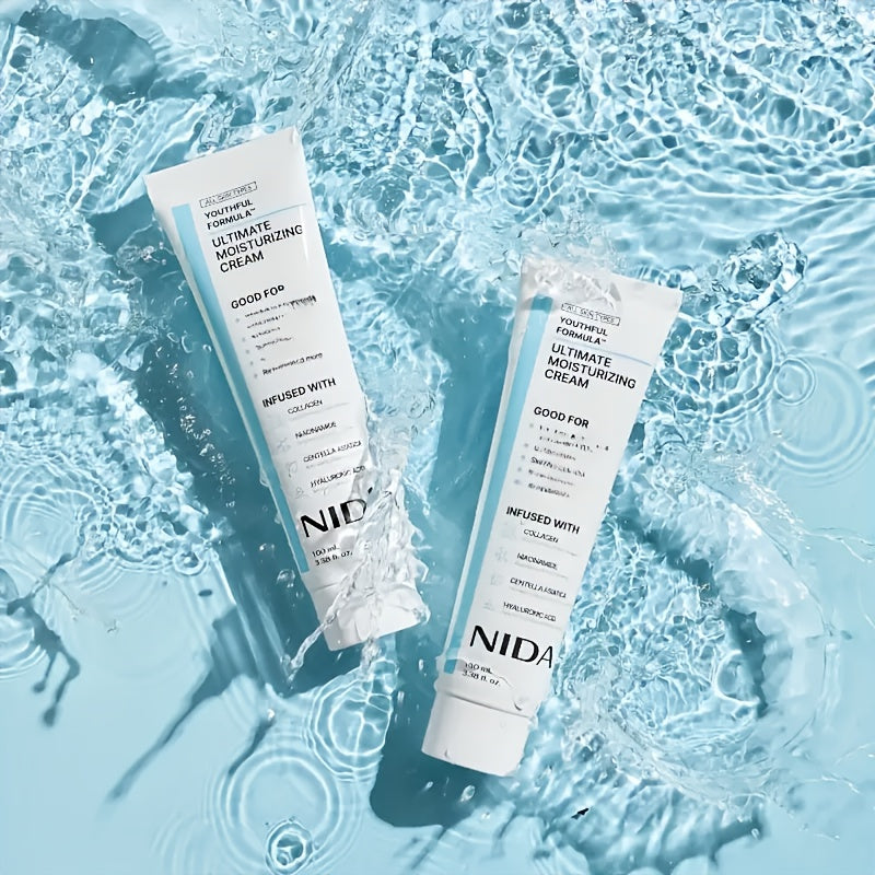 NIDA Moisturizing Cream with Collagen | Contains Hyaluronic Acid and Glycerin | Light Texture, Easy to Absorb, Non-Greasy | Gentle Hydration for All Skin Types, Brightens Complexion